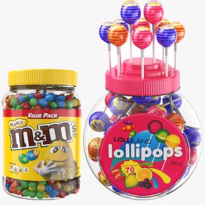 Two Labeled Candy Jars 3D model