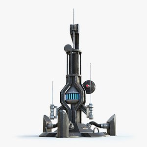 3D science fiction antenna tower model