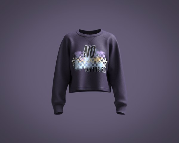 3D Girls raglan sleeve crop sweatshirt with race graphic model