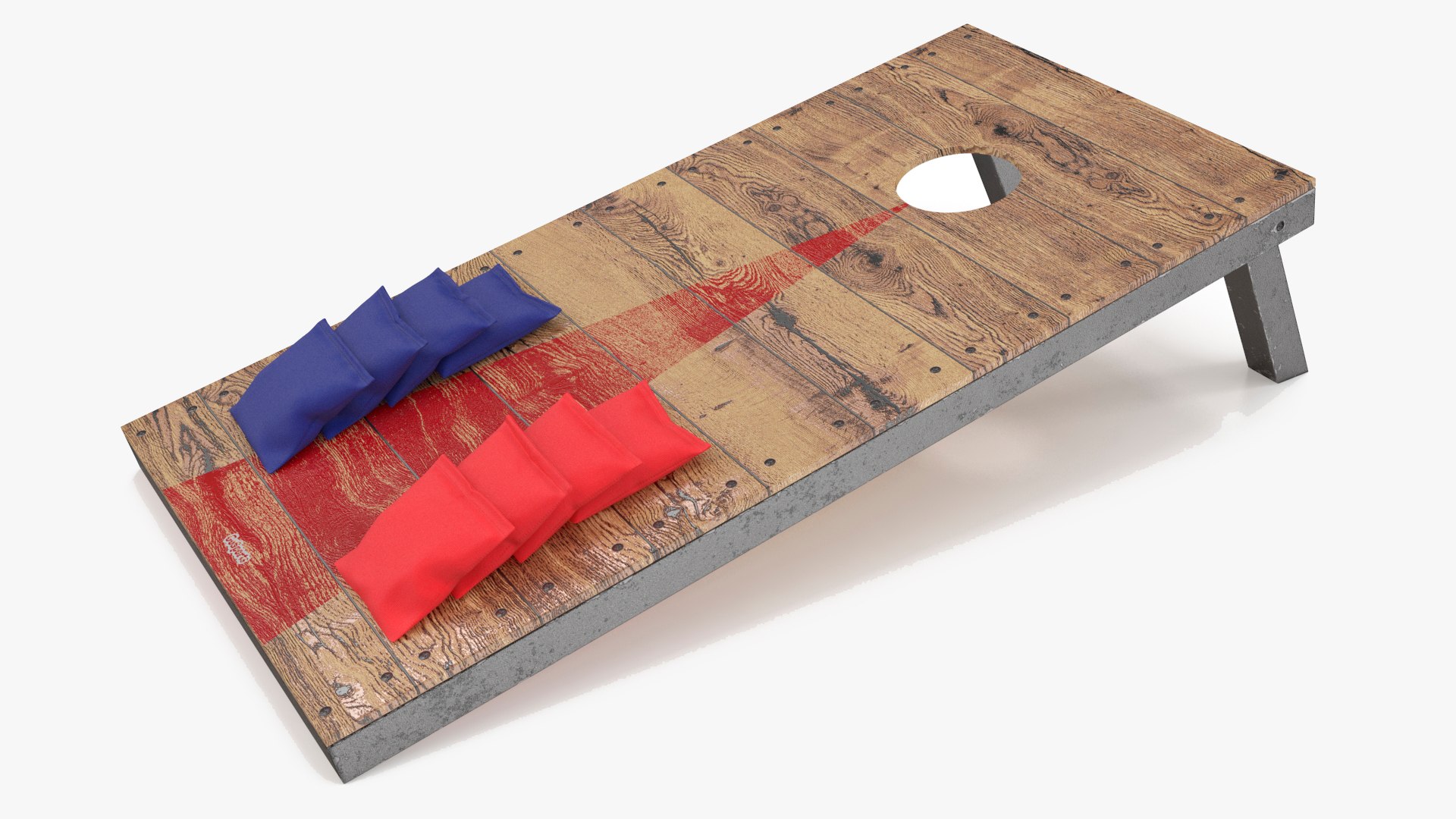 Wooden Cornhole Board with Toss Bags 3D model preview