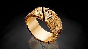 Orgaic stone rock texture ring 3D model