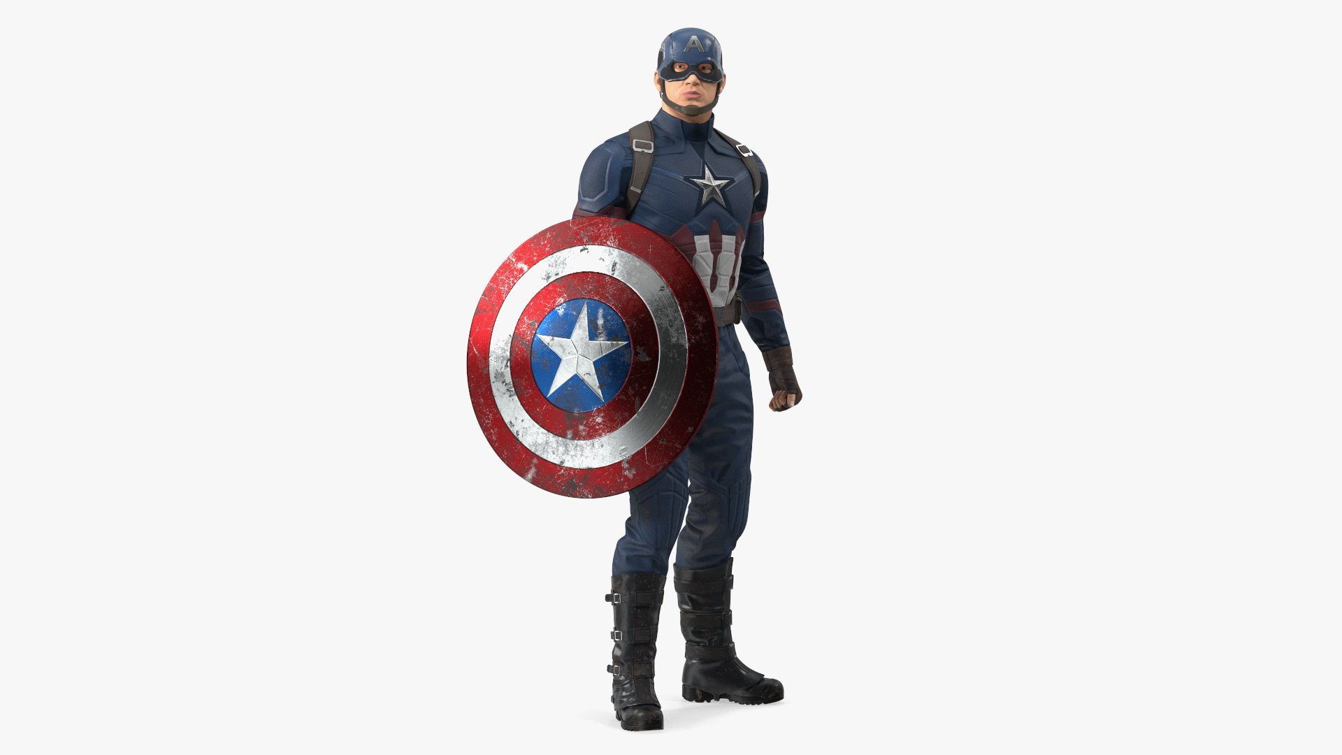Captain America Standing in Worn Suit 3D model preview