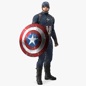 Captain America Standing in Worn Suit