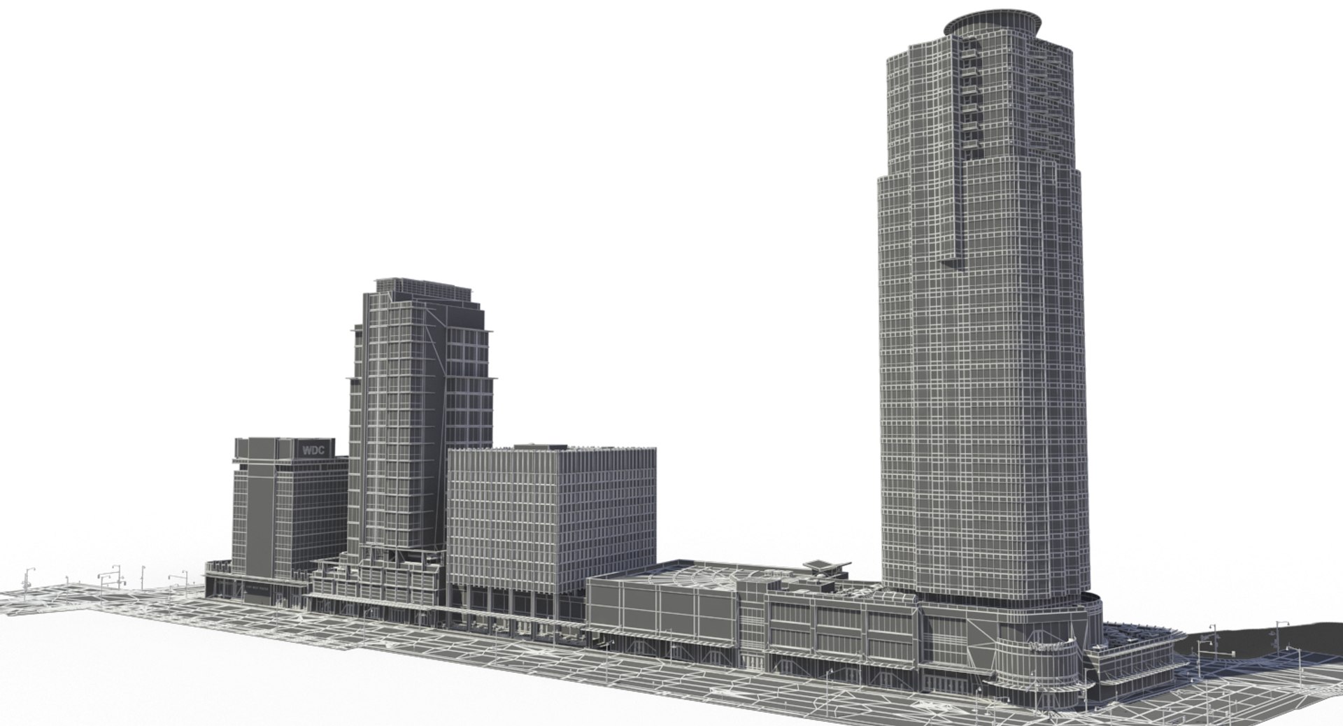 Block Office Buildings 3d Model