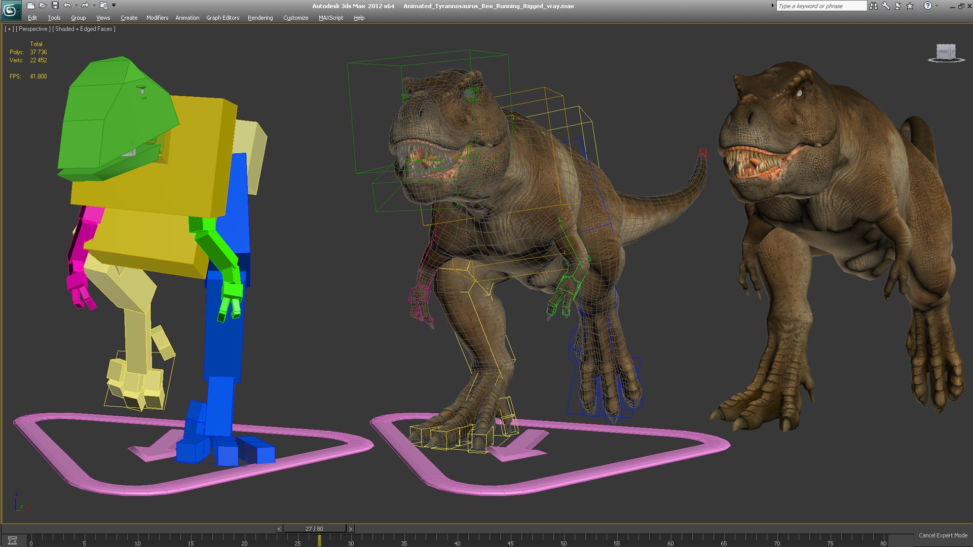 Tyrannosaurus rex running animal 3D model - TurboSquid 1566262