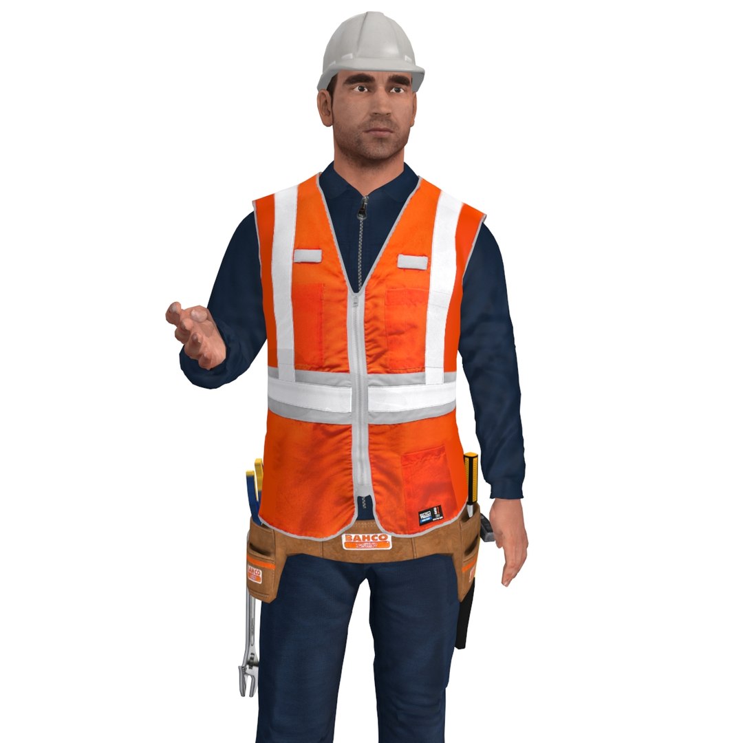 Rigged Worker Biped Man 3d Max