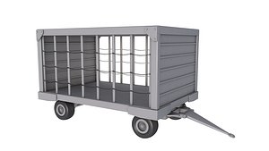 Airport Closed Baggage Trailer 3D
