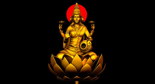 3D gold god lakshmi model