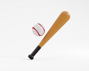 3D Baseball With Bat model