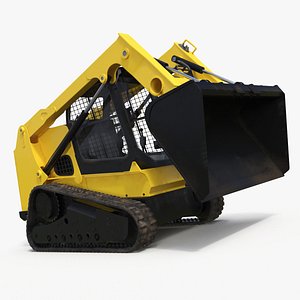 3D model Skid Steer or Compact Track Loader Yellow Rigged