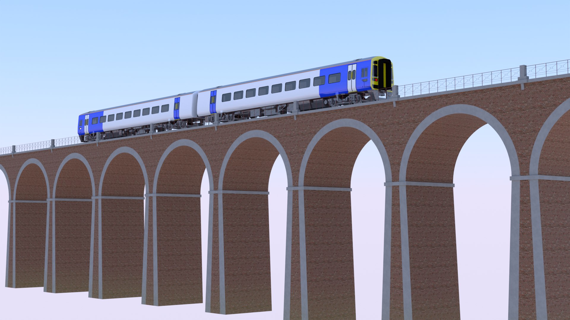 3D Viaduct With Passenger Train - TurboSquid 2288995