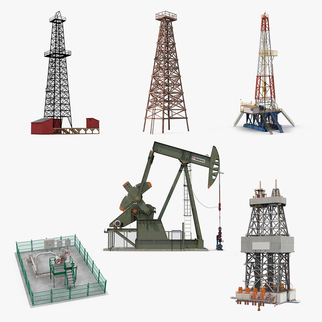 Oil Production Equipment Collection 5 3D model preview