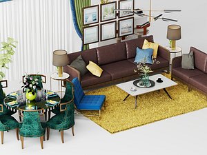 ModernStyle Living and Dining Room Interior Design 3D model