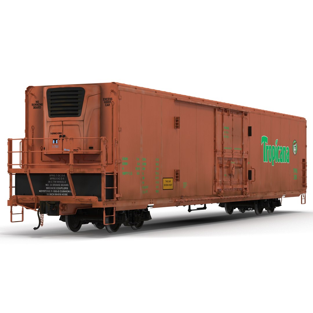 Railroad Refrigerator Car 3D Model 3D model preview