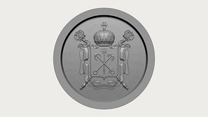 Backgammon stone Coat of arms of the Saint Petersburg 3D model