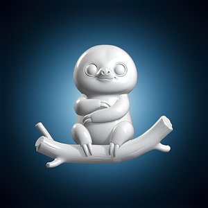3D model Sitting Chibi Sloth on Branch 3D Print Model
