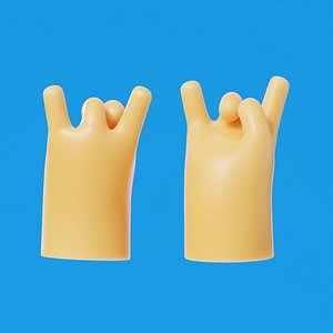 3D model Cartoon Hand Rock-on Pose Illustration Icon Low-poly 3D model
