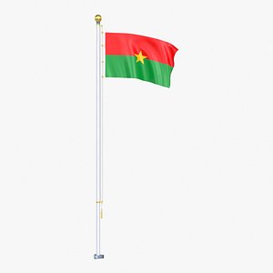 Burkina Faso Flag Stand Pole Animated Loop 3D model