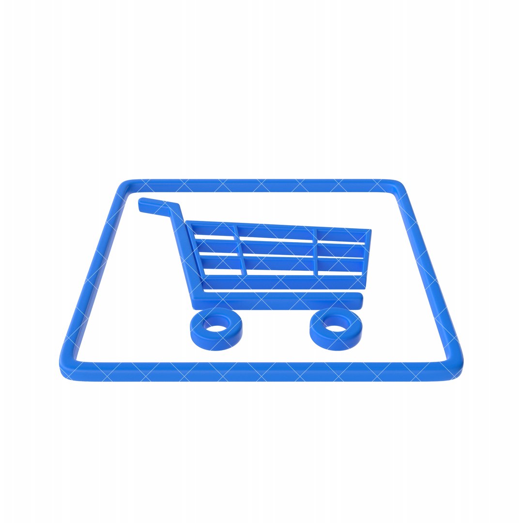 3D Blue Symbol Shopping Cart - TurboSquid 2305528