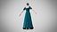 Dress 27 Teal Velvet With Design