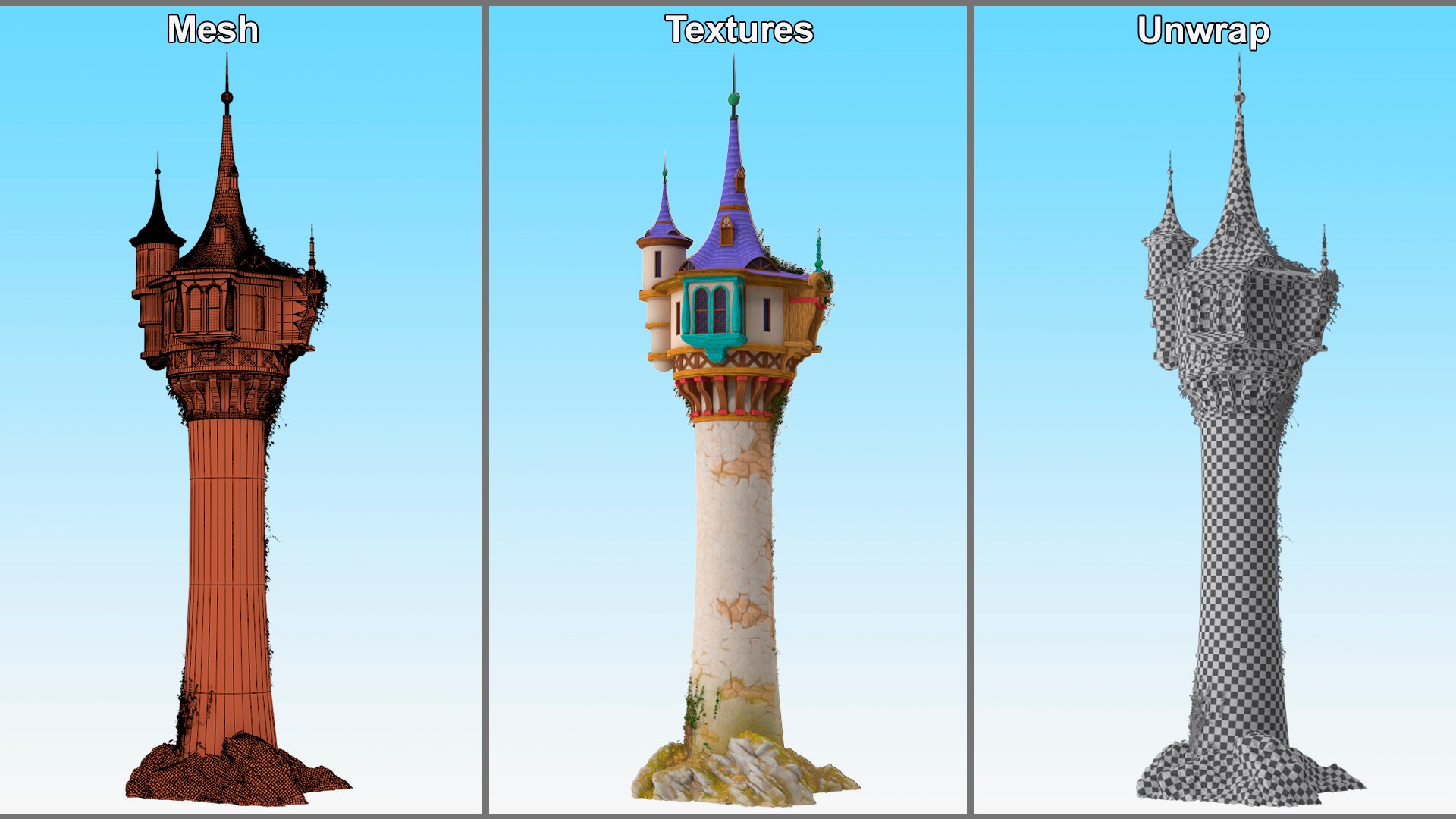 3D Tangled Rapunzel Tower https://p.turbosquid.com/ts-thumb/Dz/ZgMkx4/eO/tangledrapunzeltower3dmodel038/jpg/1698545592/1920x1080/fit_q87/79c34c3318c5b2e846b72ea2fb63908645226304/tangledrapunzeltower3dmodel038.jpg