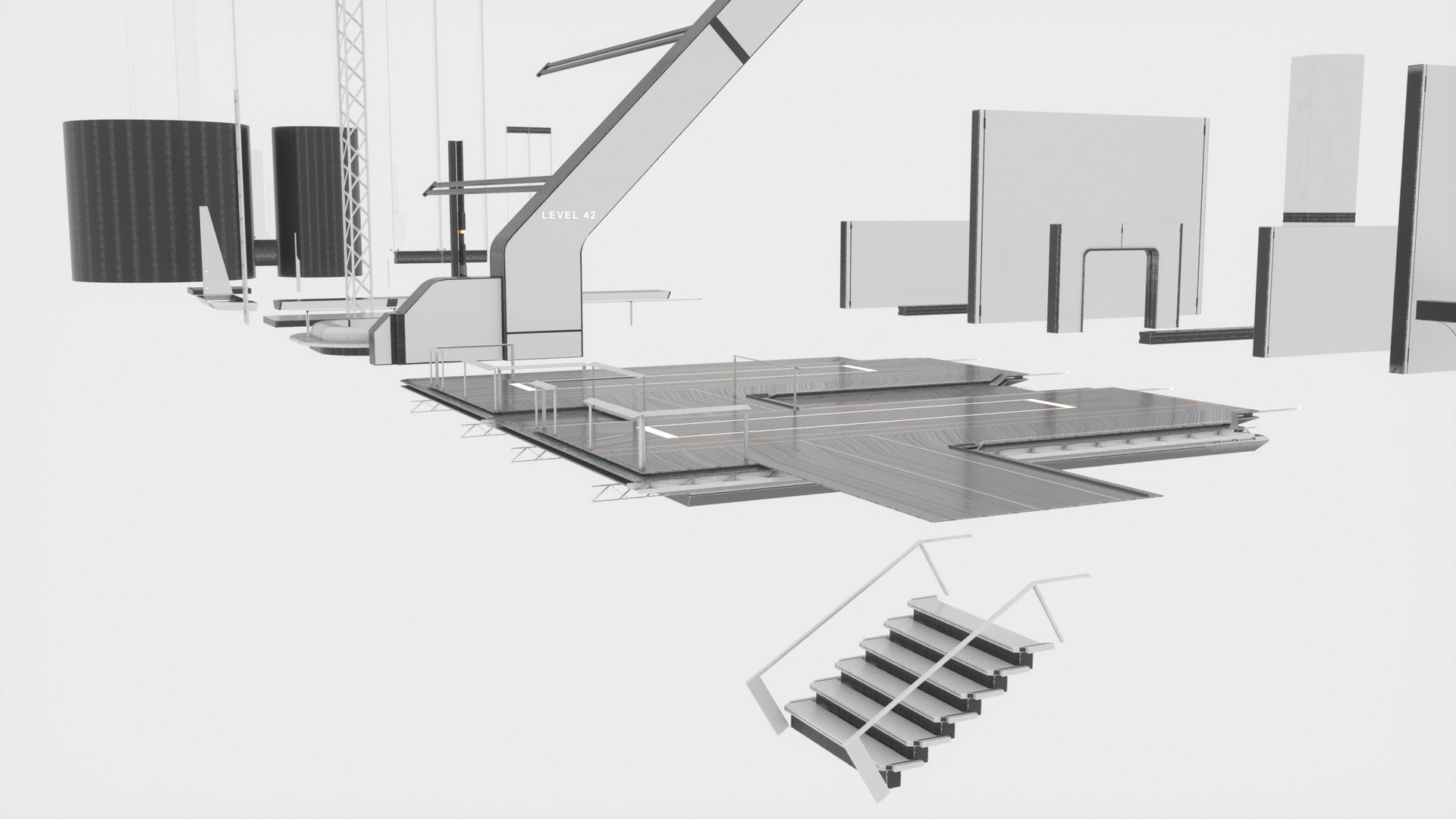 3D Sci-Fi Style Building Components Model - TurboSquid 2353004