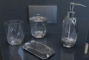 faceted glass ware set 3D model