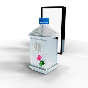 FIJI Water Bottle High and Low Poly 3D