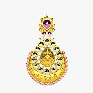 3D Gold Gemstone Earring Ornament