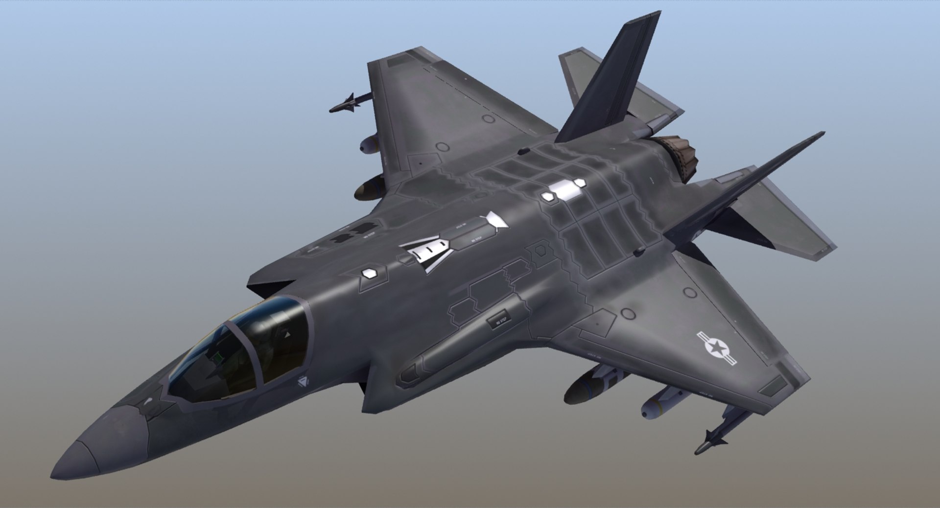 military air force model https://p.turbosquid.com/ts-thumb/E0/22Mr7k/AyeFxPOy/f35a_usaf_terrain_cam16e/jpg/1578670328/1920x1080/fit_q87/a53ad30c4b51c0633aaae47a2925f6514a1bbda3/f35a_usaf_terrain_cam16e.jpg
