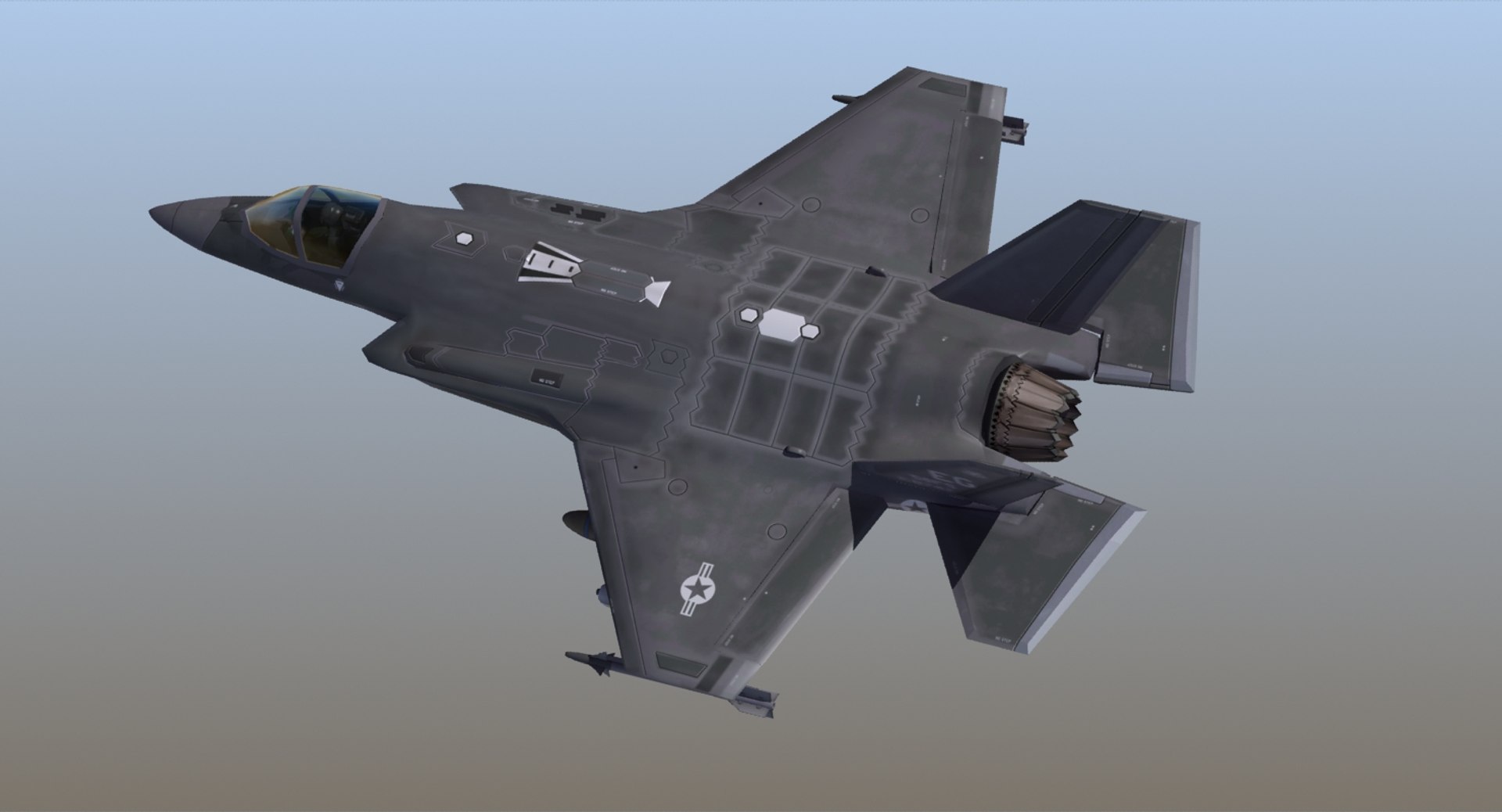 military air force model https://p.turbosquid.com/ts-thumb/E0/22Mr7k/cmW0AIqq/f35a_usaf_terrain_cam06/jpg/1578670328/1920x1080/fit_q87/5a8c88f86d3c92be0e784556b1e40bbce4647a27/f35a_usaf_terrain_cam06.jpg