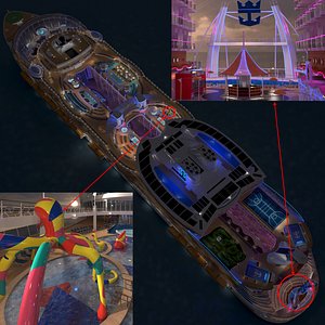 3d cruise ship day night model
