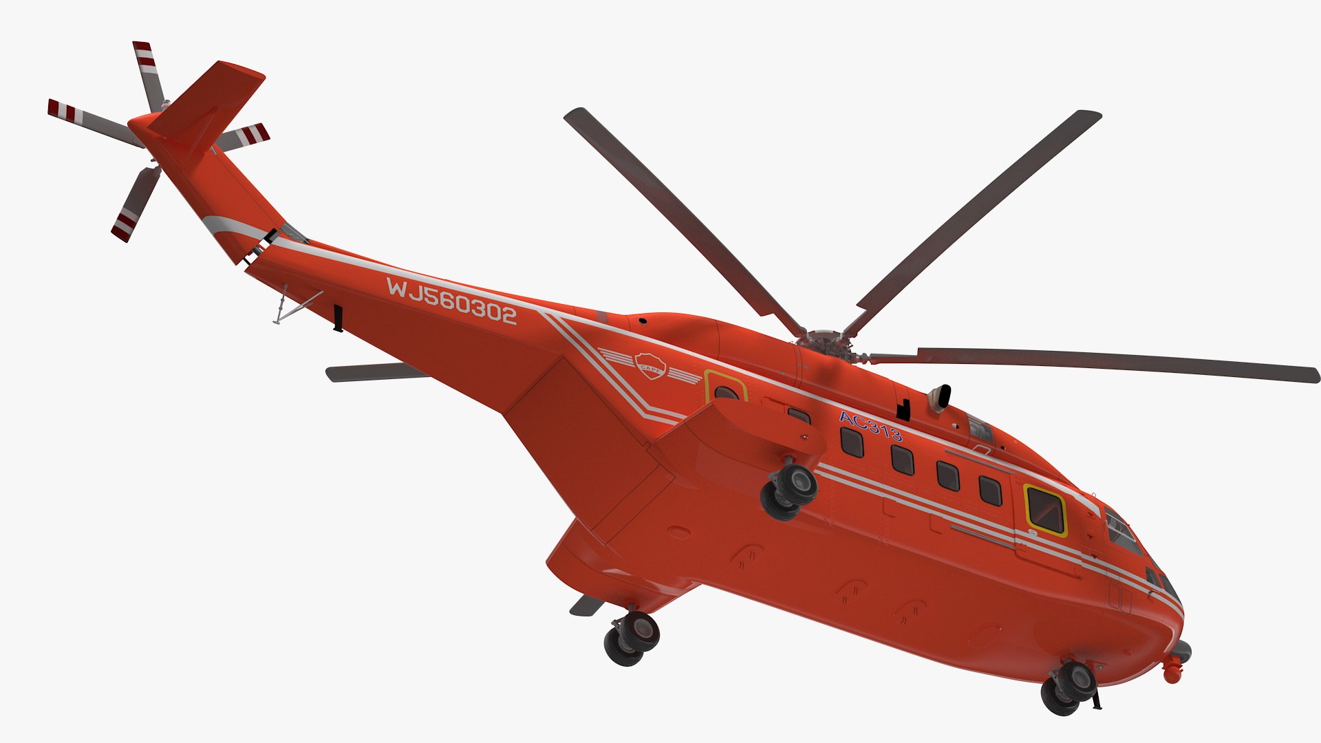 3D Avicopter AC313 Fire Attack Helicopter Rigged For Maya Model ...