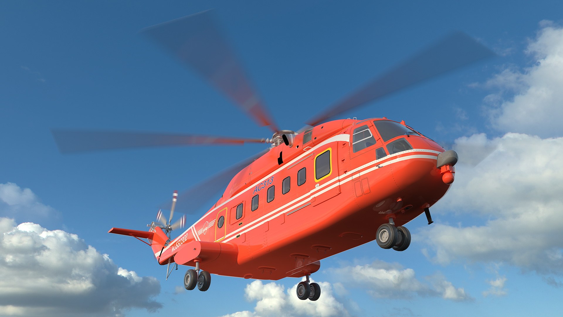 Avicopter AC313 Fire Attack Helicopter Rigged for Maya 3D model preview
