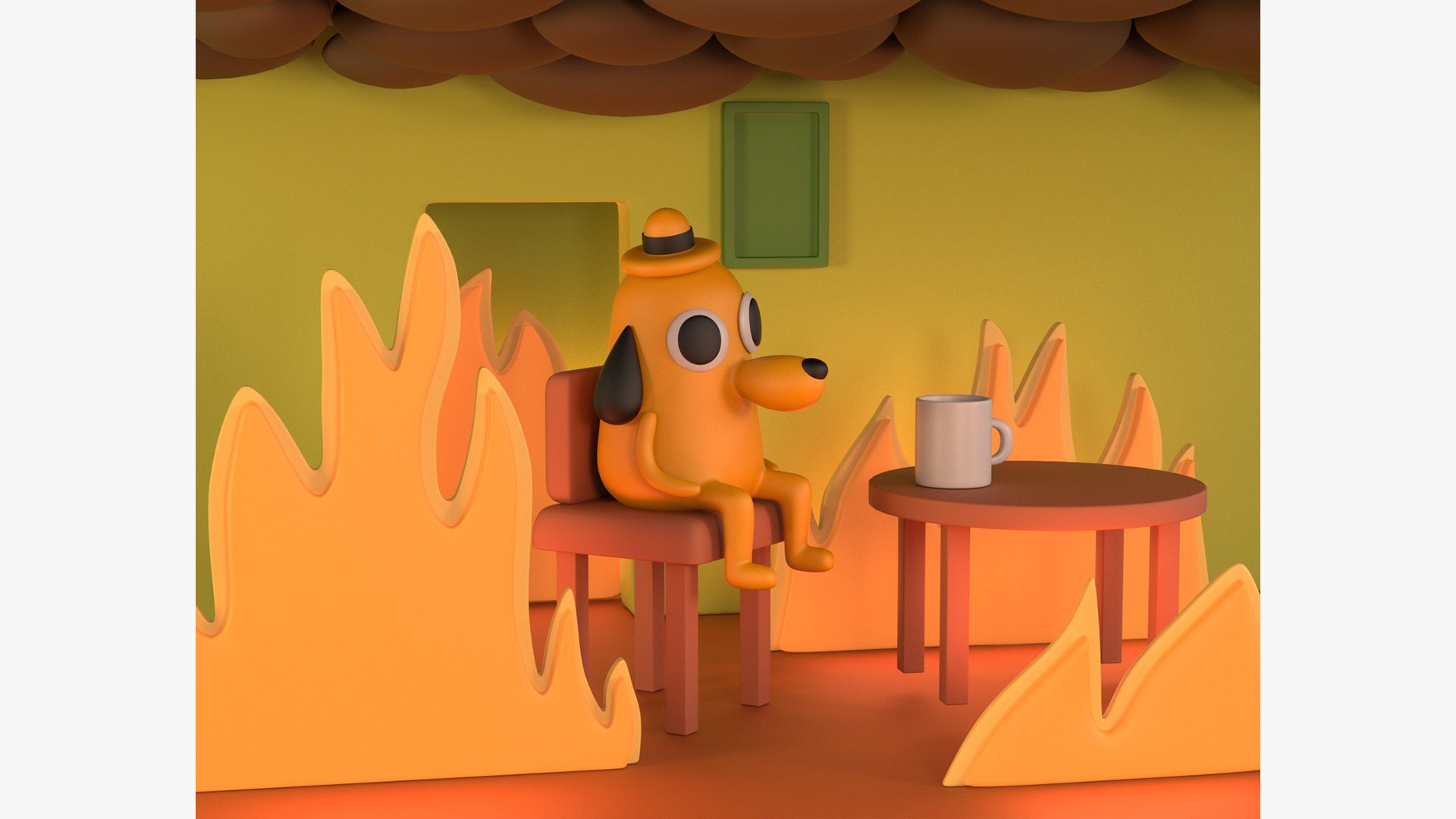 3D This Is Fine Meme Model - TurboSquid 1878861