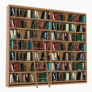 Wooden Bookshelf Furniture with Library Ladder
