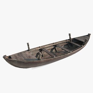 3D Water carrying small wooden boat model