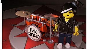 3D lego drums character woman