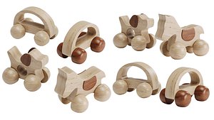 Wood Toy Without Paint Car Beech Solid Vehicle 3D model