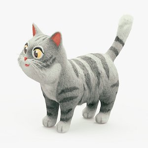 Cartoon grey cat 3D model