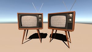 Vintage TV with Screen Glitch Shader 3D model