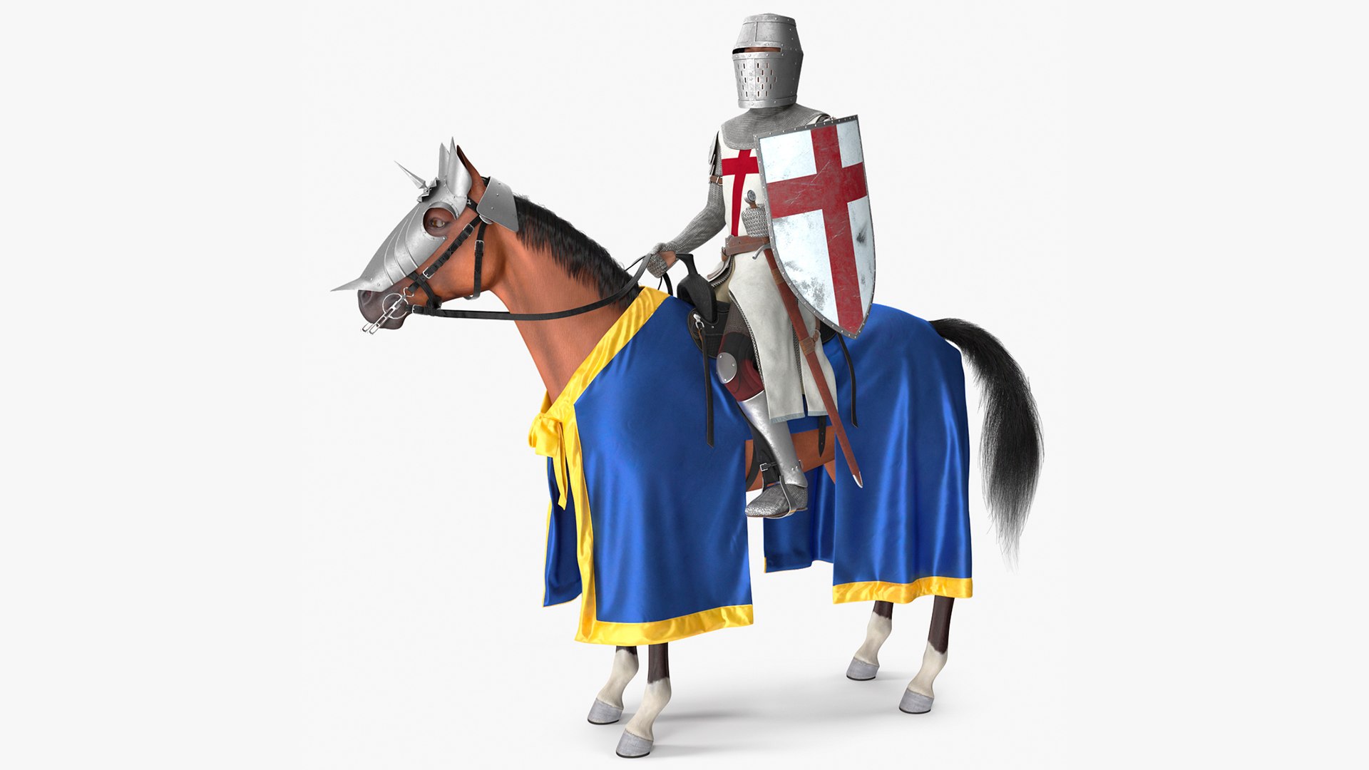 Knight Horse Blanket with Rider Fur 3D model preview