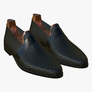 Realistic Leather Weave Black Shoes model