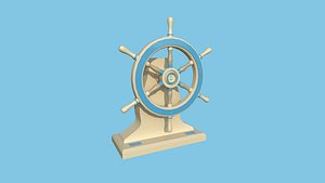 Pirate Ship Wheel 05 - Cartoon Blue - Helm Interior Parts 3D