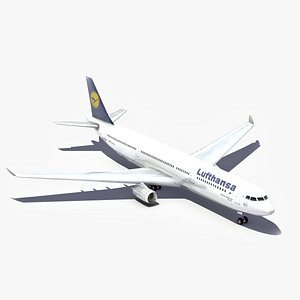 3d obj airbus lufthansa a330 aircraft