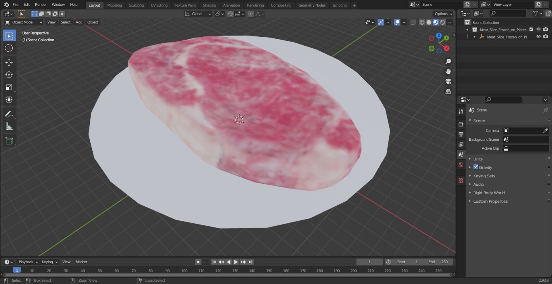 Meat Slice Frozen on Plates 3D model TurboSquid 1947478