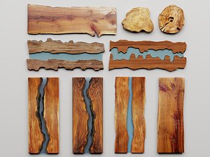 Live Edge Wood And Epoxy Resin River Table Tops 3D