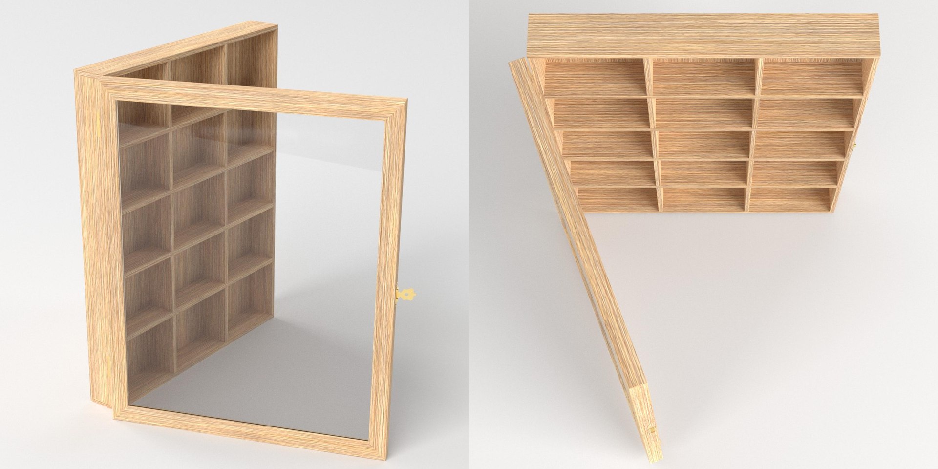 3D Wall Mounted Wooden Showcase 3 - TurboSquid 2228277