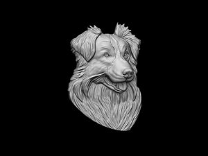 3D Collie basrelief