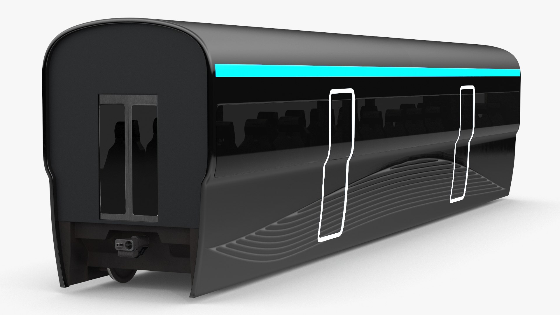 Futuristic Passenger Wagon Black 3D model preview